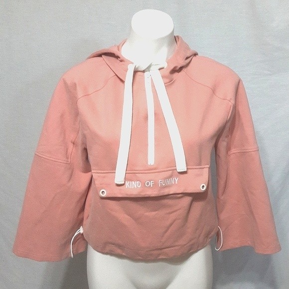 Cicishop Cropped Hoodie Sweater XS Boxy Fit Bell Sleeves Pullover Streetwear - Picture 3 of 8